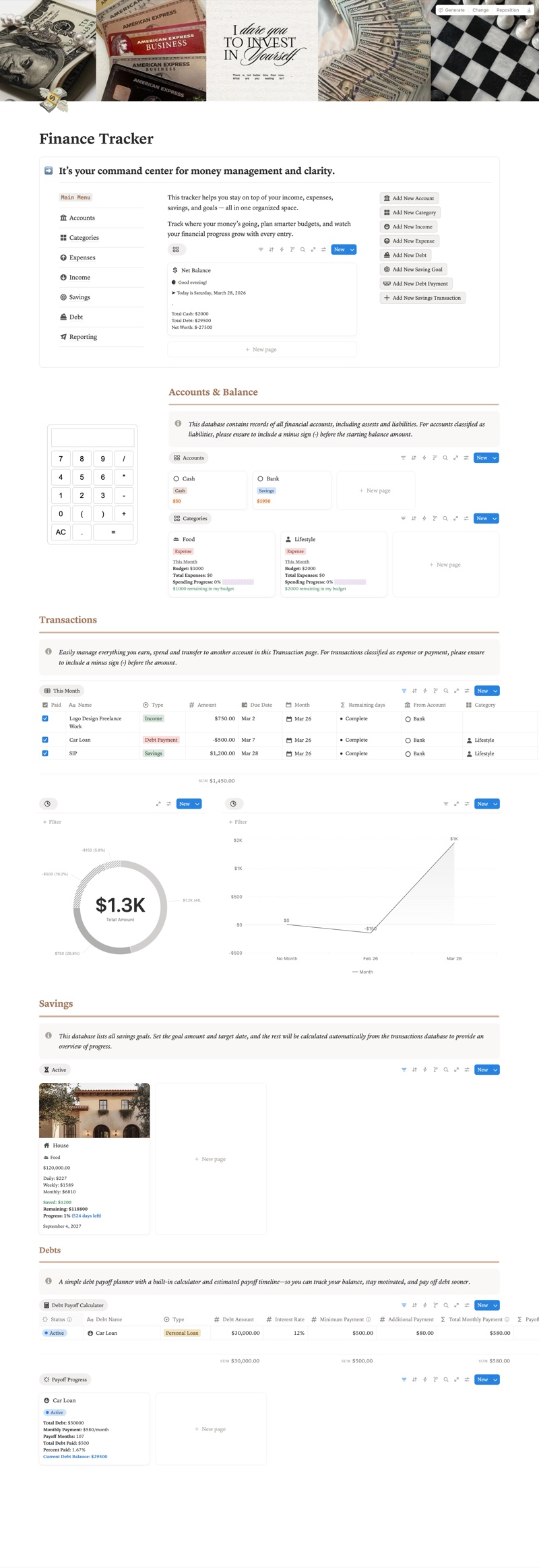 Finance Tracker template